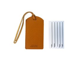 K0041LRB | Hergestellt in Italien, zweifarbiger Gepäckanhänger aus echtem Vollnarbenleder, genarbter Dollar – Orange/Gelb – Maße: 6,5 x 12 cm – Verpackung: stabiler Boden/Deckel in Geschenkbox