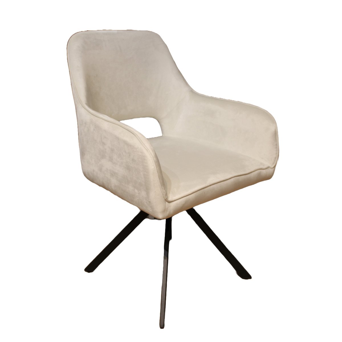 Chaise de salle à manger Nova rotative à 360 degrés velours sable blanc beige