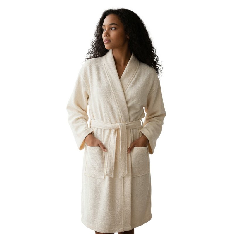 Albornoz oversize confeccionado en 100% algodón en color beige