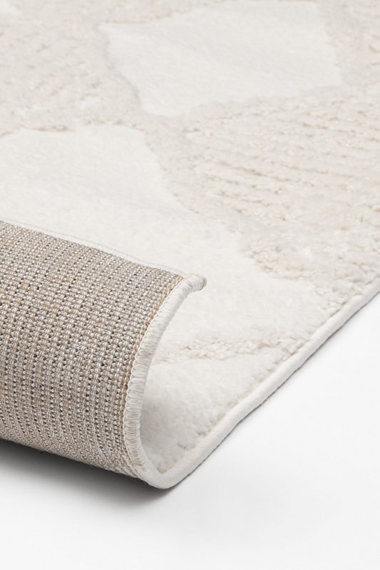 Blødt højluvet tæppe - almindeligt nordisk hvidt - Boho Scandi tæppe - stue, rundt - Ø120 cm (rundt)