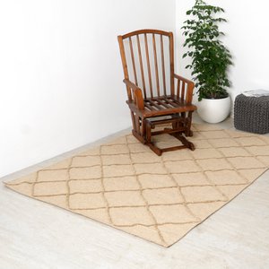 Dark Brown Handwoven Lattice Rug – Wool Cotton