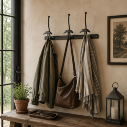 Iron hanger with 3 hooks 54 x 11 x 25 h cm