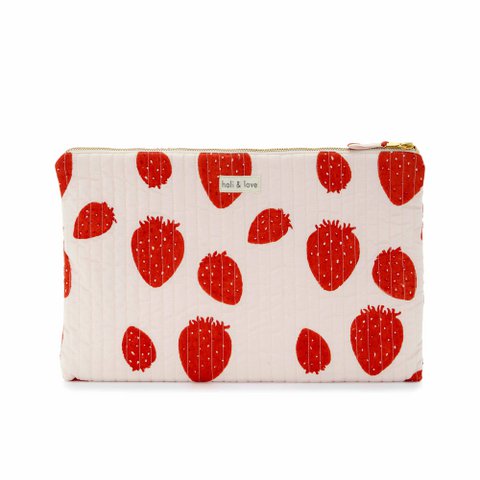 Laptoptas van biologisch katoen - Roze aardbei