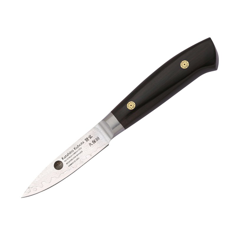 KATAHIRO KUBOTA Sense 3-tlgs. Santokumesser Damast mit Bambus Magnetmesserhalter, Japanischer VG-10 damast Edelstahl mit  Griff Ebenholz