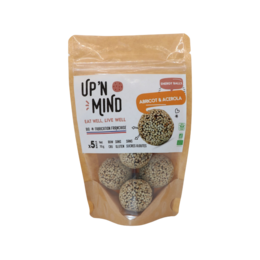 Apricot and acerola superfood energy balls, pack of 5 pieces. Made with natural ingredients.