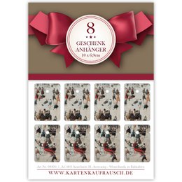 8 winter gift tags, format 6.9 x 10cm with ice skaters (2 motifs)