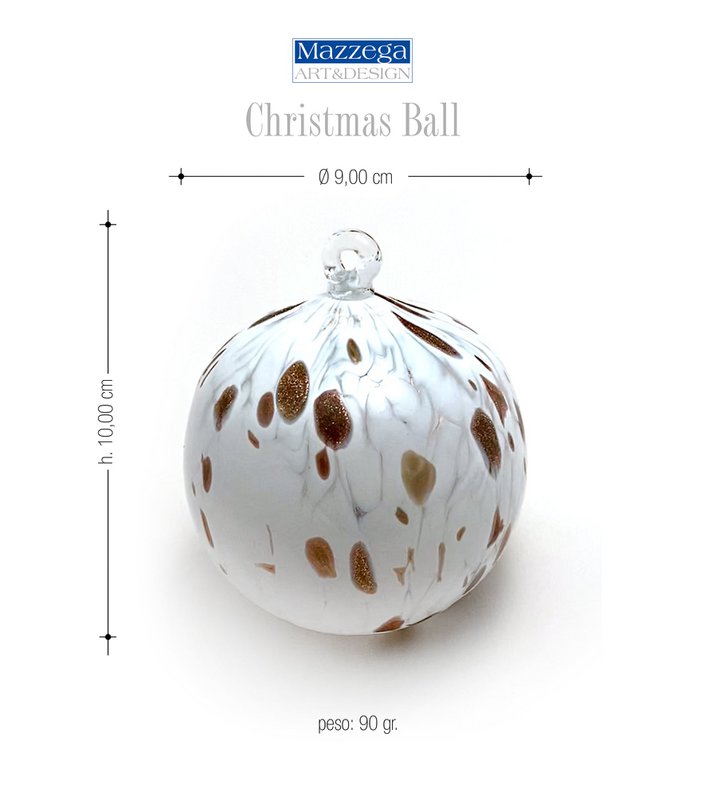 6 kerstballen Adventurine in geblazen en met de hand bewerkt glas, "I Colors of Murano" lijn gemaakt in Italië