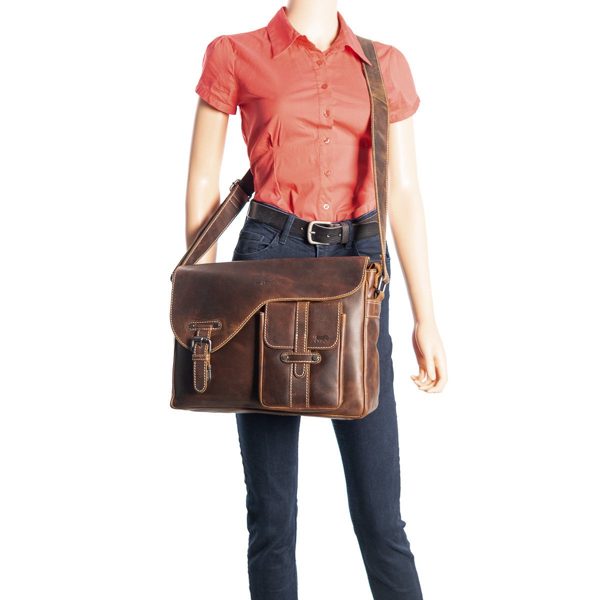 Umhängetasche Damen - Umhängetasche Herren - Umhängetasche Leder - Briefträgertasche Leder - 3 verschiedene Lederfarben