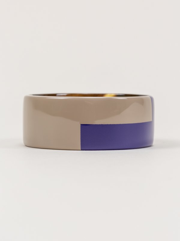 Bredt indigo blåt og creme kaffelakeret armbånd
