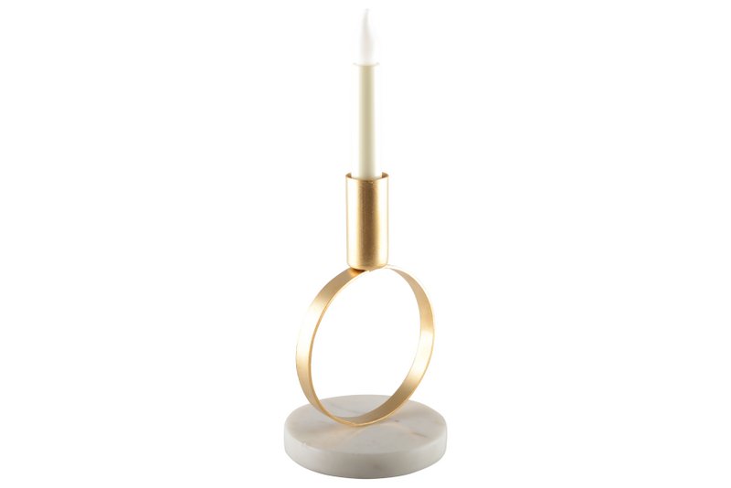 Round matt golden candle holder h.17 cm