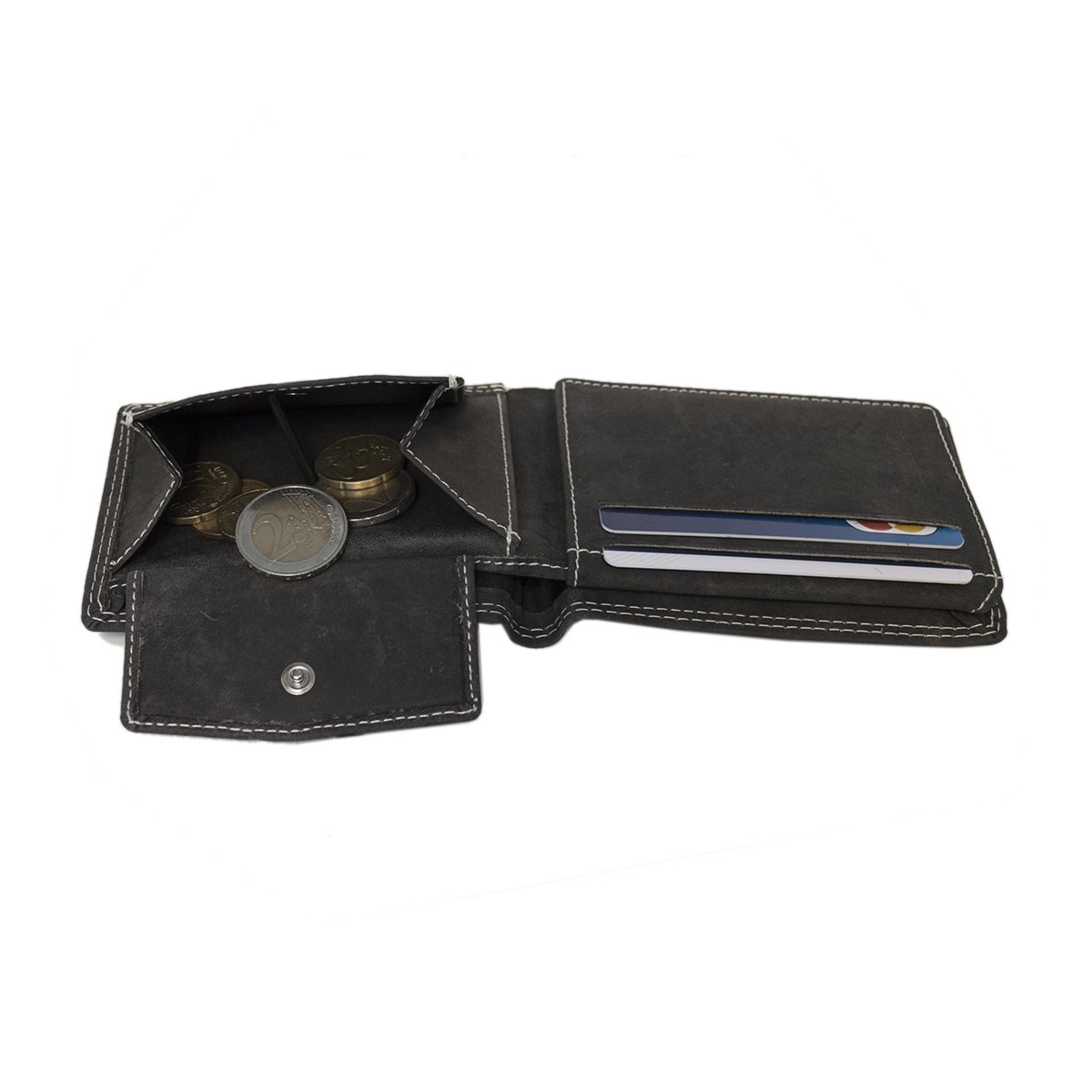 Portefeuille Billfold Homme En Cuir Noir