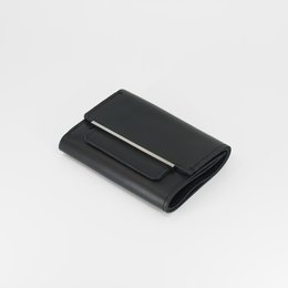 Black rhodium-plated wallet with a sleek, minimalist design. Made of durable materials for everyday use.