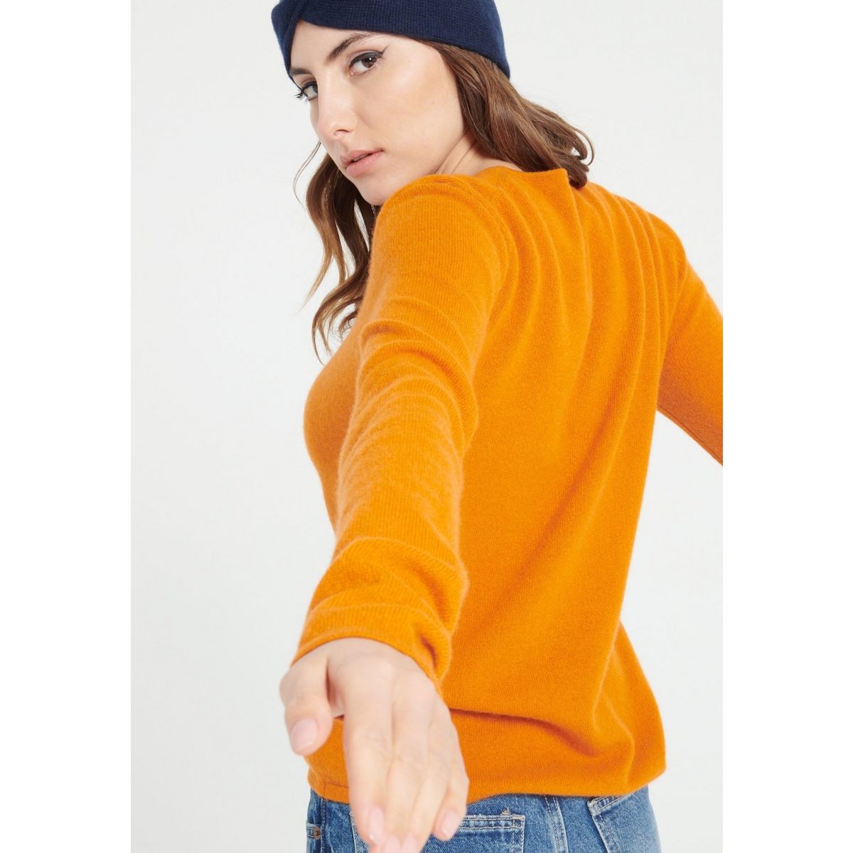 LILLY 2 Maglia scollo a V in cashmere arancione zucca