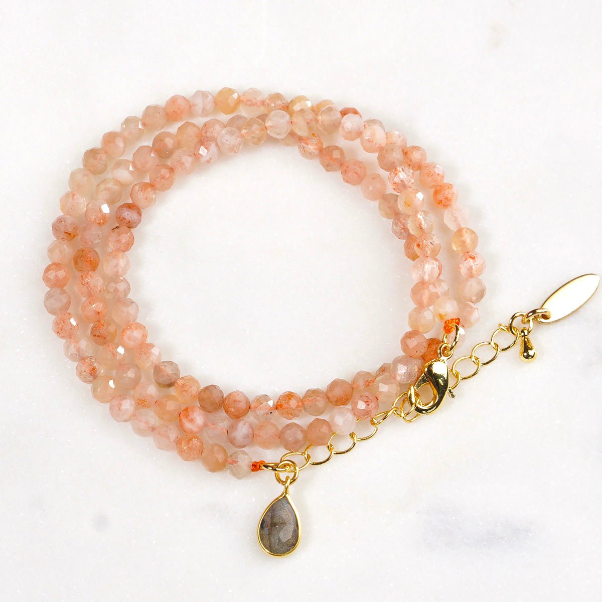 Bracelet wrap pierre de lune 'Balance' (peut aussi se porter en collier !)