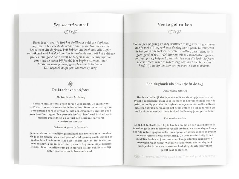 Fyllbooks Tagebuch für Selbstpflege – Leinenrosa mit Goldfolie