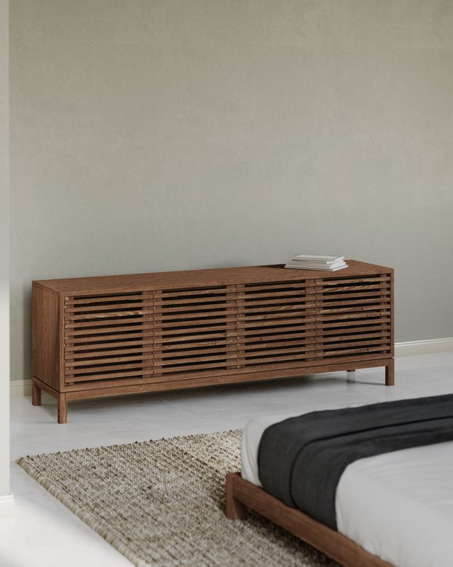 Tanner Four Door Ash Wood Media Console in Roux