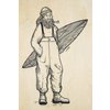 Carte postale en bois winter old surfer