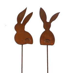 Patina garden decoration rabbits with stick | Easter decoration for the garden and home