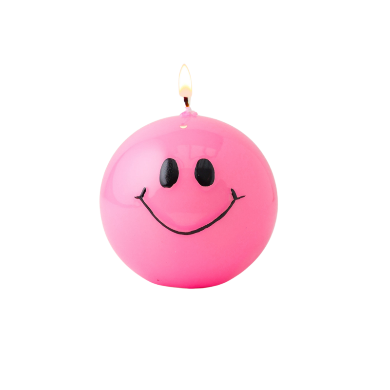 Smiley-Kerze – 7,5 cm – Pink