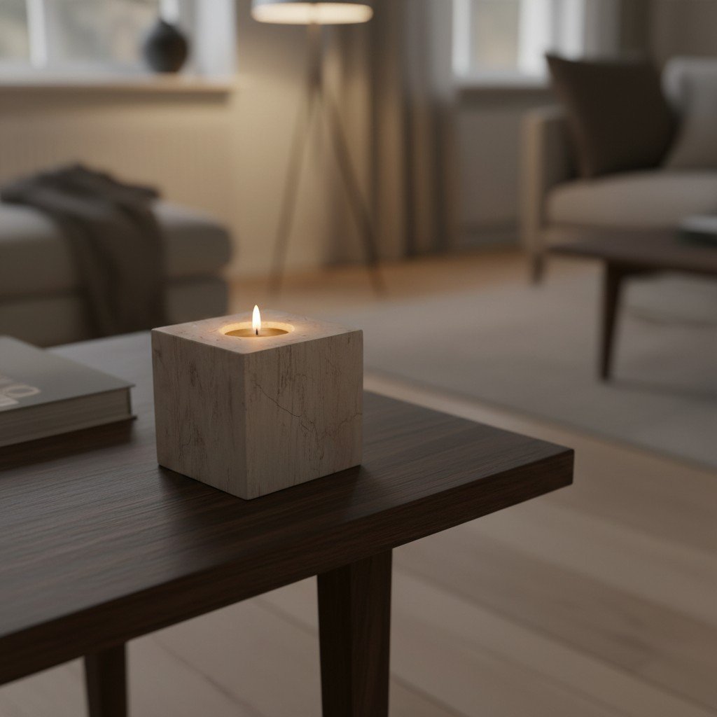 Teelichthalter aus versteinertem Holz – 9 × 9 × 9 cm | Gemischte Auswahl