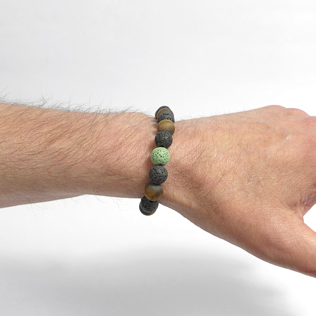 Pearl Power MR22 – men's bracelet made of natural stone with lava stone and tiger eye