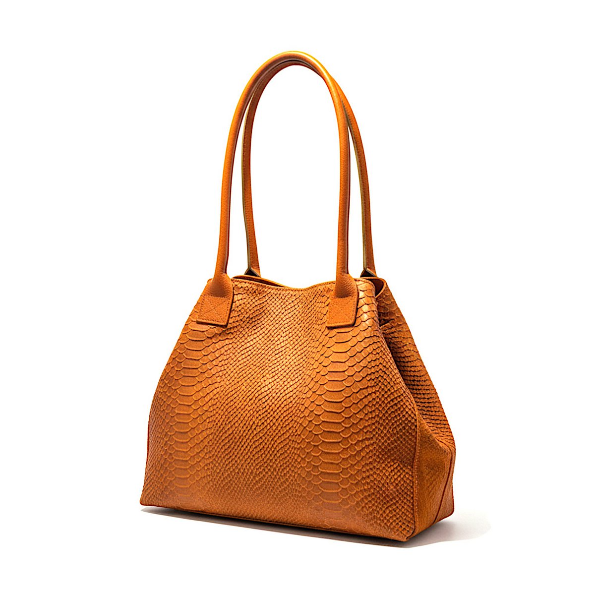 LOLA – Italian python-embossed leather bag – Orange