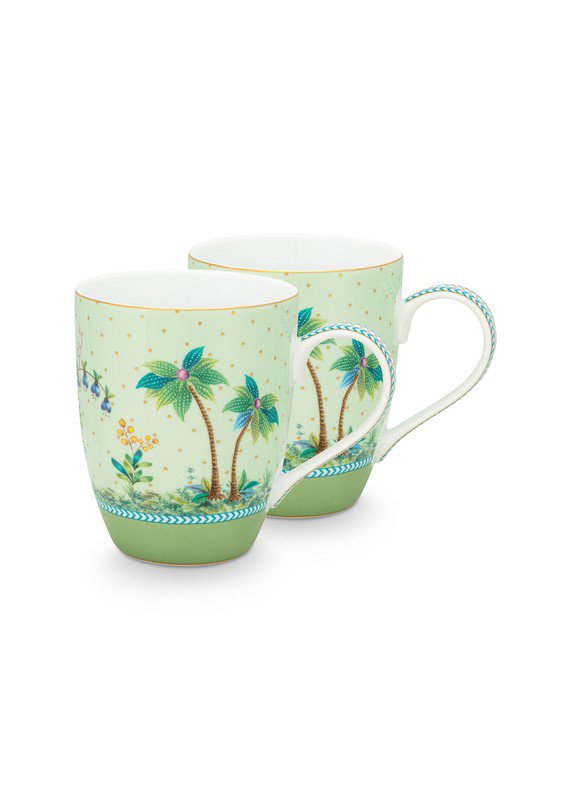 Set van 2 Jolie polka dot mok groen goud 350ml