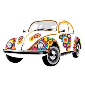 Volkswagen VW Kever Muurtattoo - Love that Bug/Veelkleurig