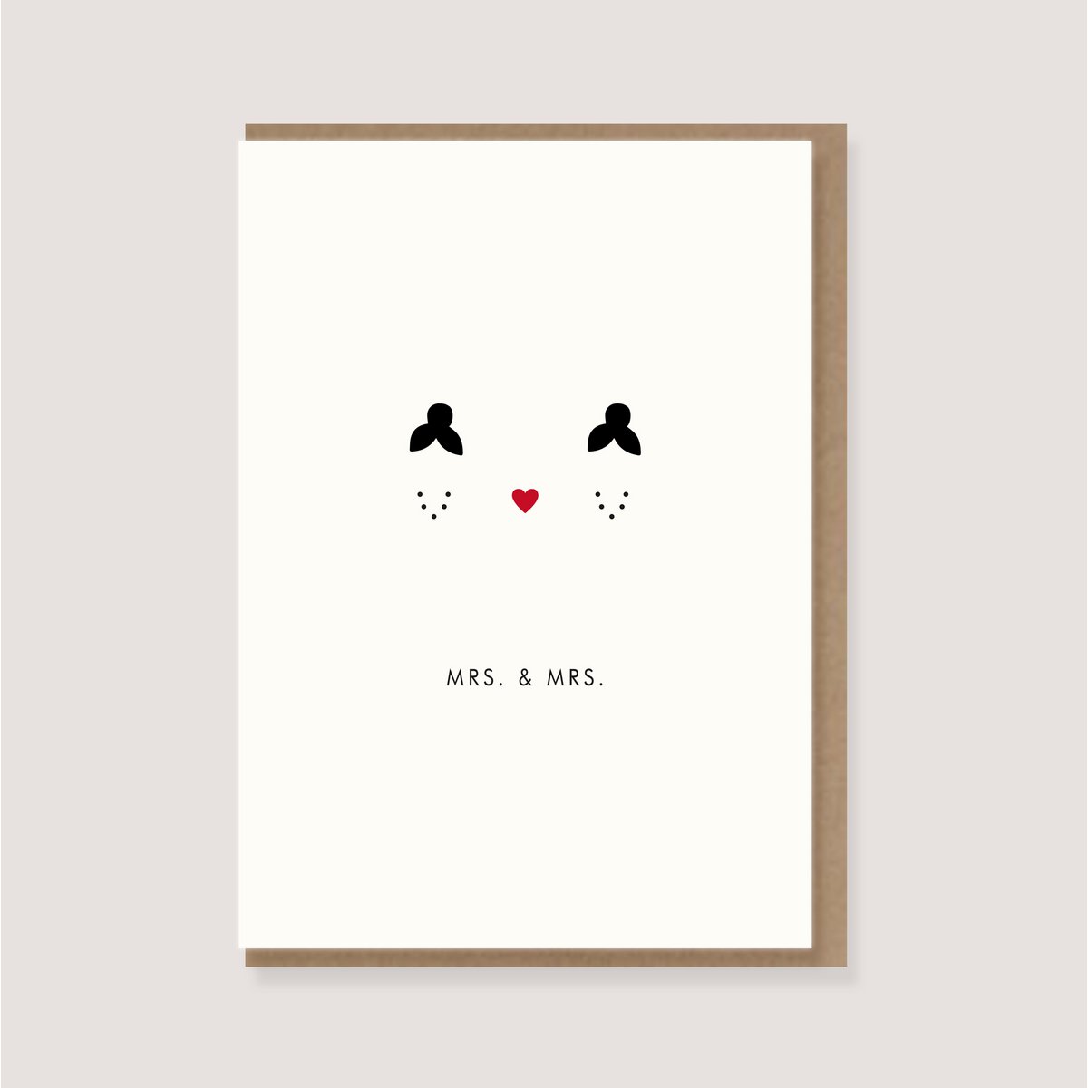 Gevouwen kaart met envelop - "Hart - mevrouw & mevrouw."