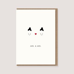 Biglietto piegato con busta - "Heart - Mrs. & Mrs."