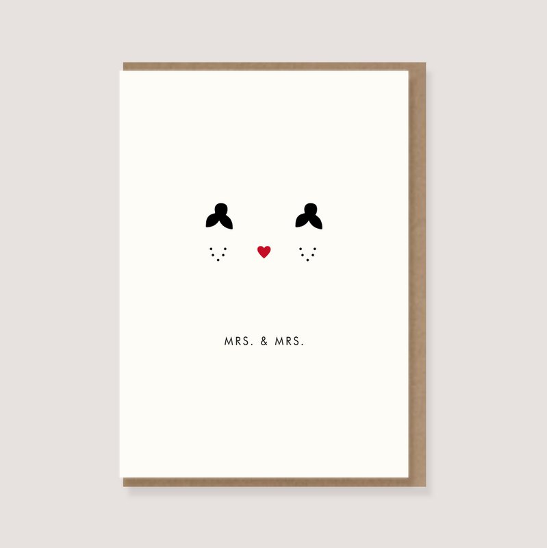 Biglietto piegato con busta - "Heart - Mrs. & Mrs."