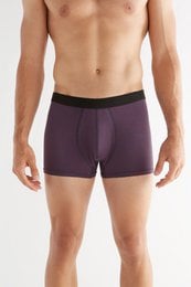 Men's purple boxer shorts with black waistband. Made of soft, breathable material for comfort.