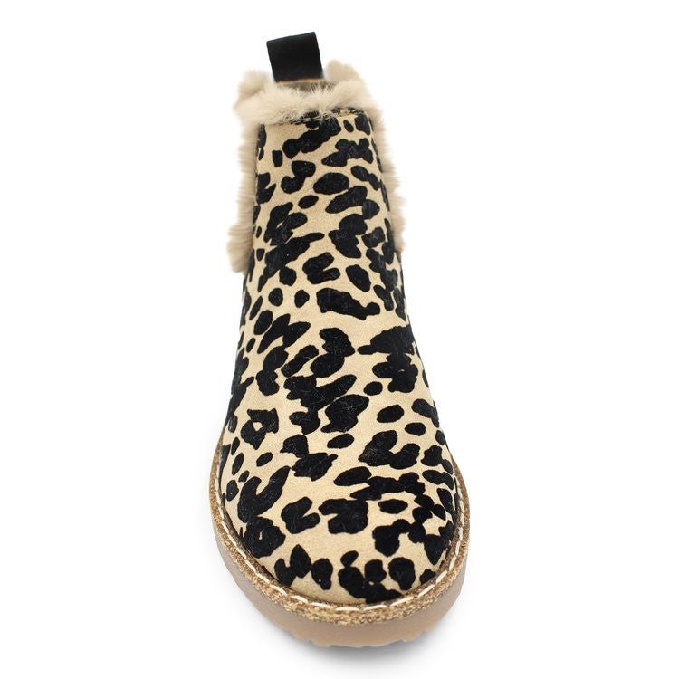 Stivali da donna in pelle scamosciata con stampa leopardata per il tempo libero