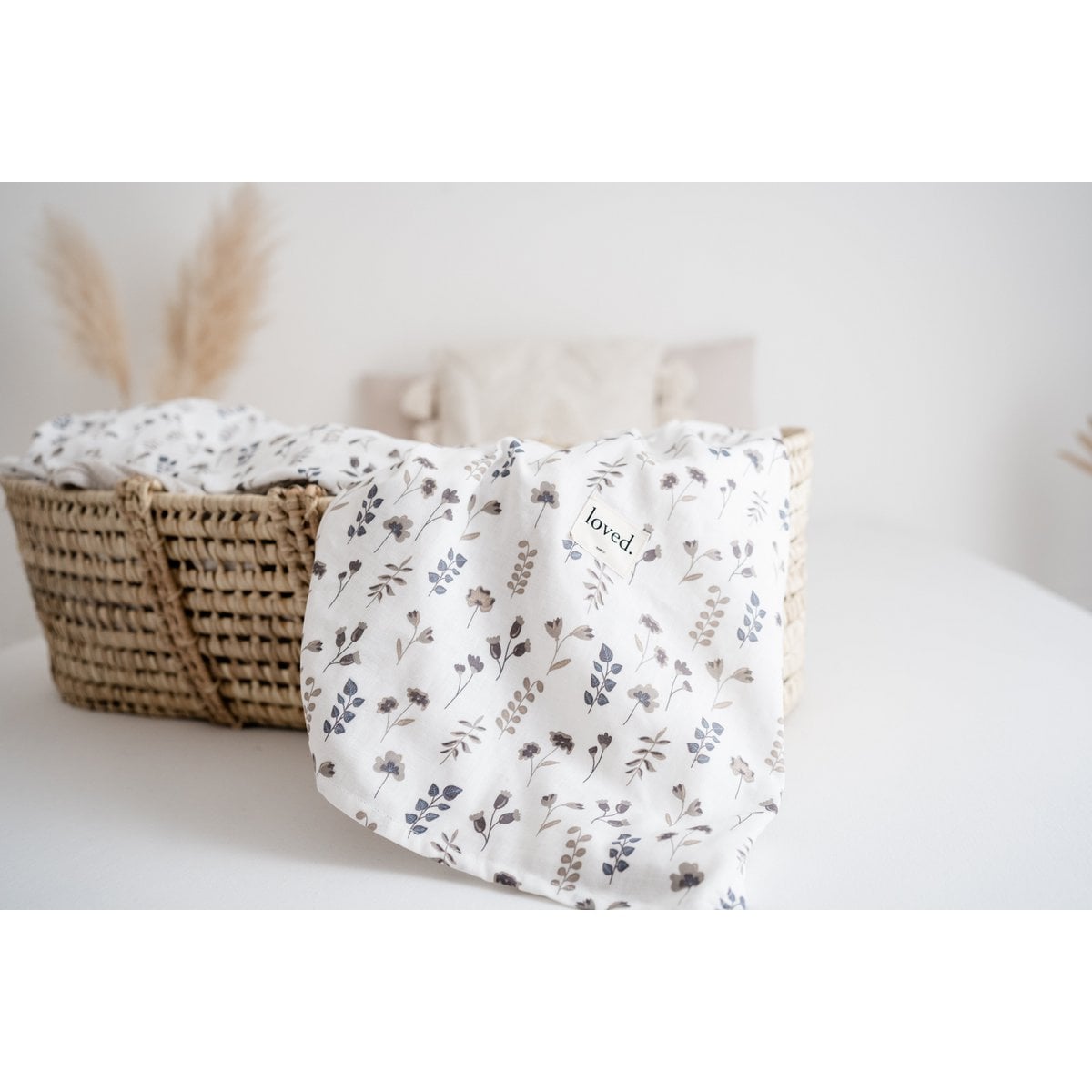 Baby blanket ORGANIC muslin cloth 120x120cm dried flowers