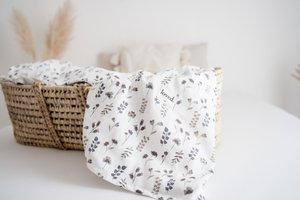 Babydecke BIO Musselintuch 120x120cm Trockenblumen