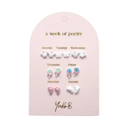 Box of 7 Earrings — Poetry Week Baby Shower - English