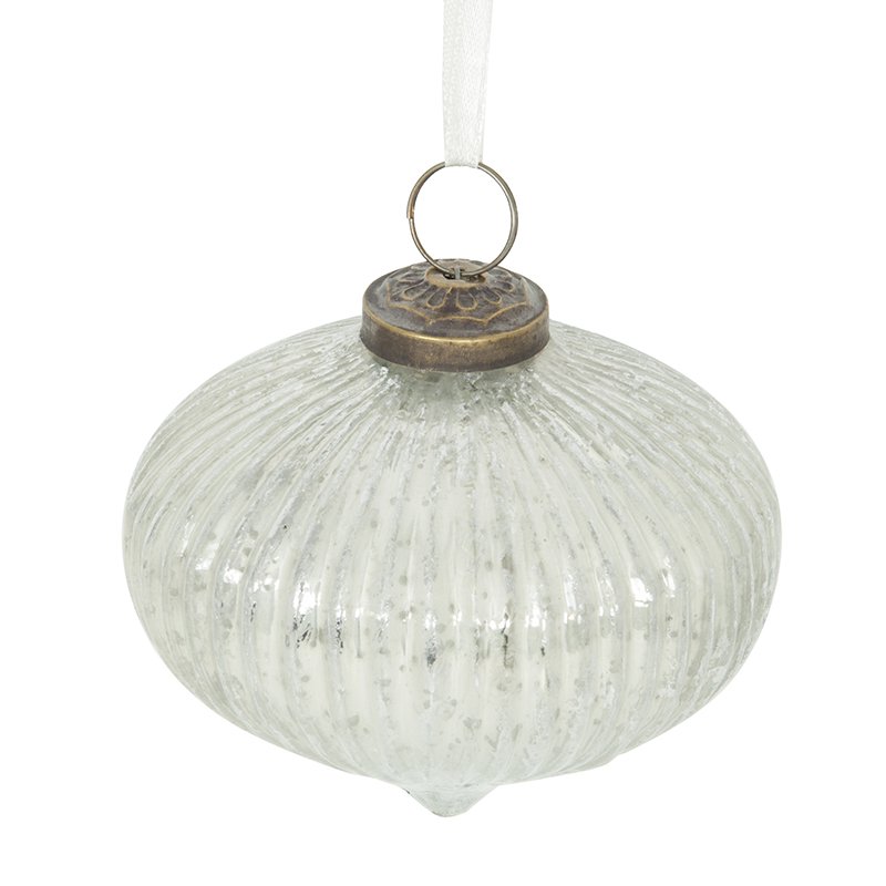 Weihnachtskugel, silberne Farbe, Glas, 10 cm, veranlasst