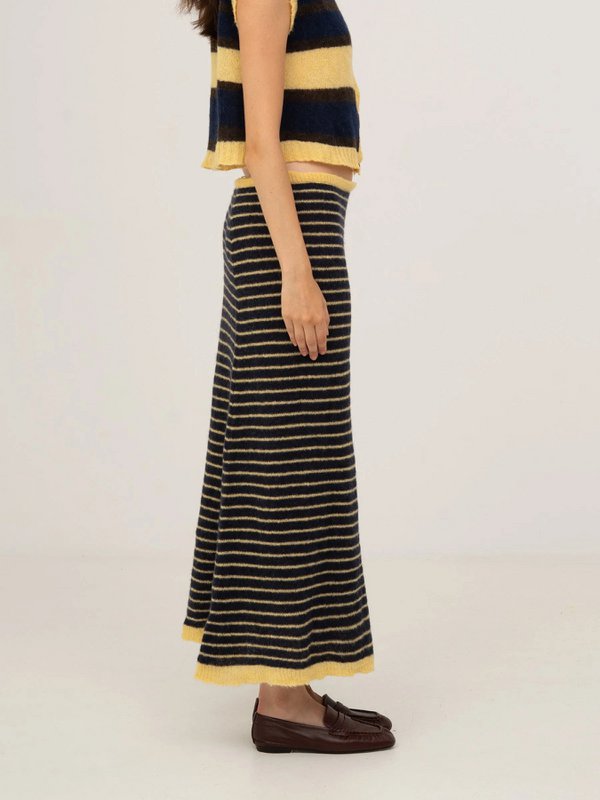 Charm stribet maxi-nederdel