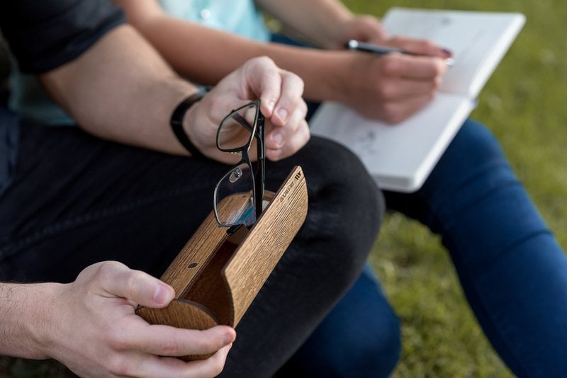 Krea-Wood wooden handmade glasses case with magnet. Made by oak wood, brown colour