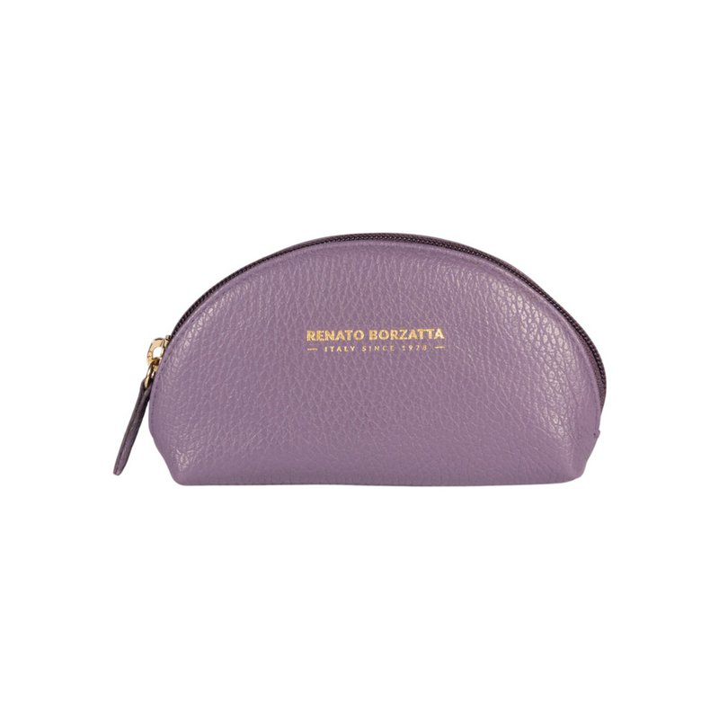 RB1089Y | Crescent-Moon clutch gemaakt in Italië van echt dollar generfd leer. Paarse kleur