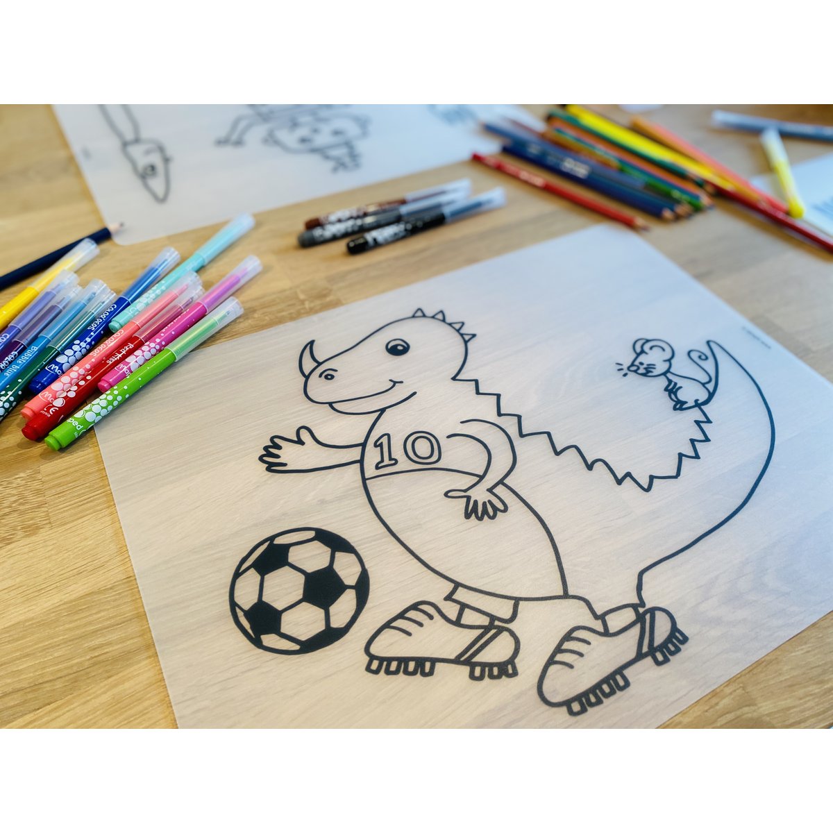 Podkładka do ponownego kolorowania Dino Football