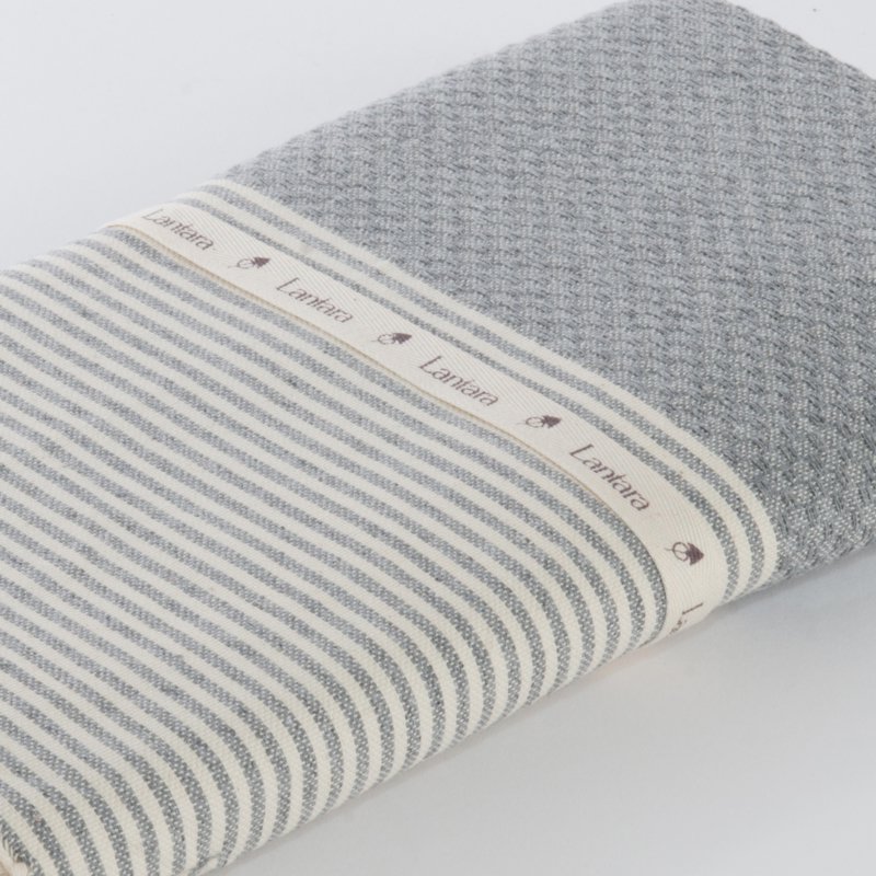 Hammam Towel Fouta Waffle Stripes - Light Grey - 100x200cm