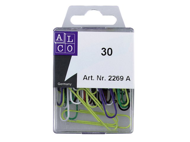 Paperclips Alco 50mm rond assorti doos 30st.