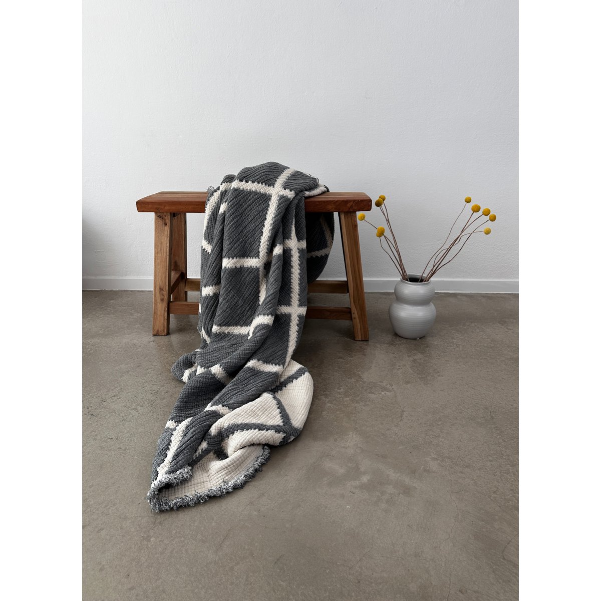Muslin blanket - gray-white - 2.20 x 2.50 m