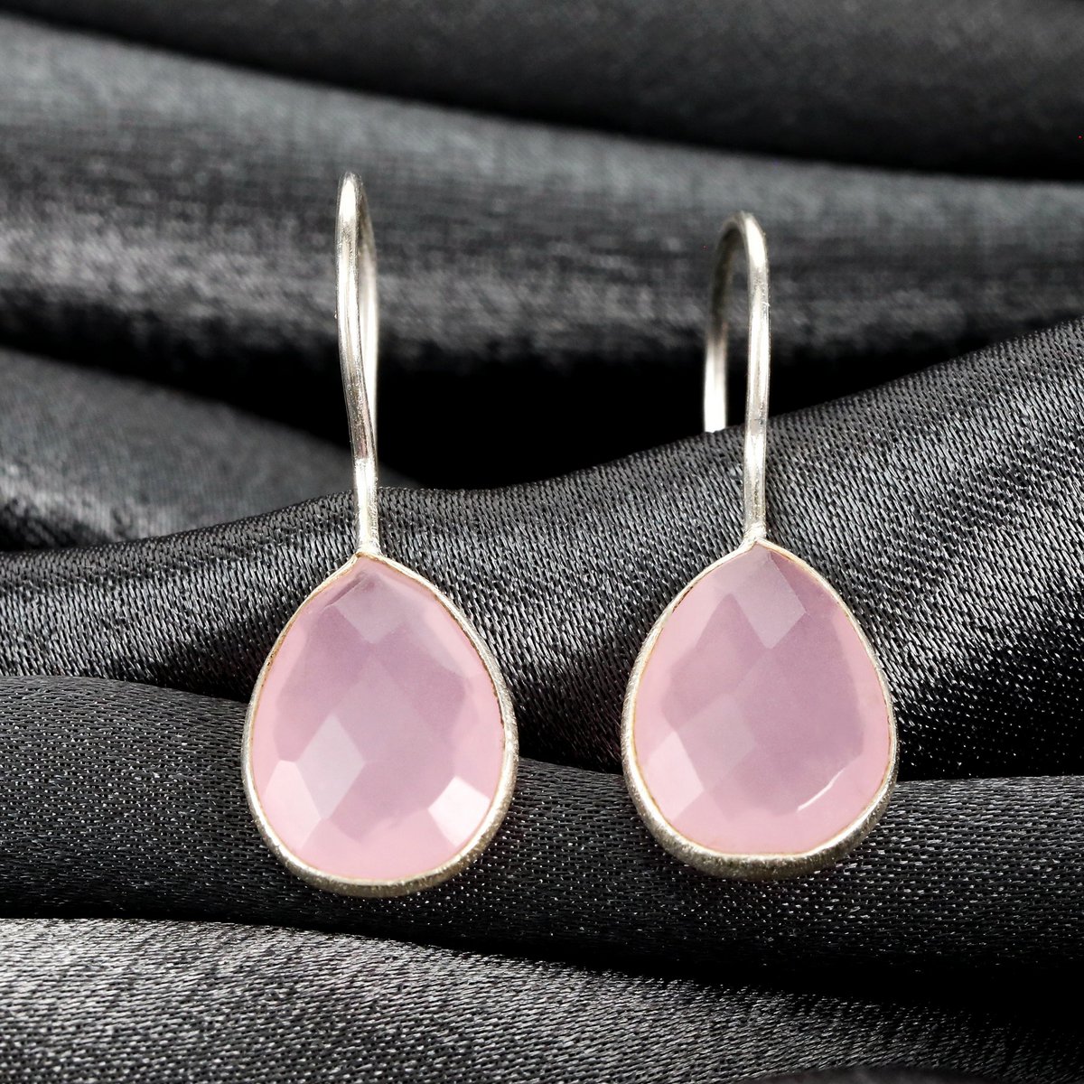 925 sterling zilveren rozenkwarts oorbellen - elegante edelsteen sieraden OHR925-102
