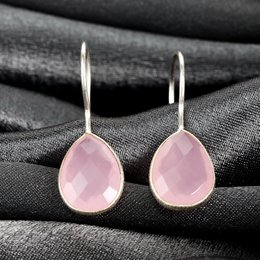 925 sterling zilveren rozenkwarts oorbellen - elegante edelsteen sieraden OHR925-102