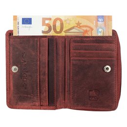 Wallet Women - Buffalo Leather - Leather - RFID - Flower Print - In 5 Colors