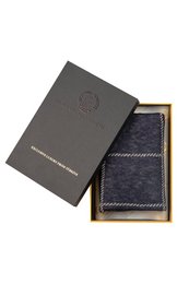 Mężczyźni Roman Check Scarf Navy-Ecru