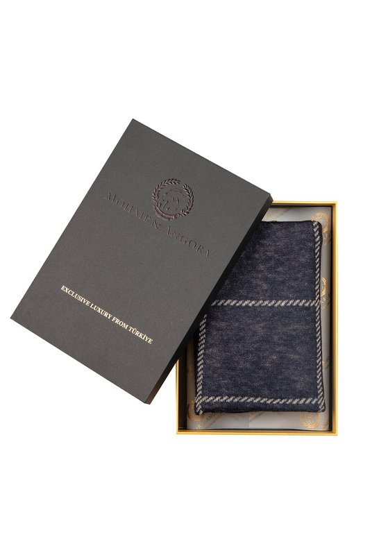 Mężczyźni Roman Check Scarf Navy-Ecru