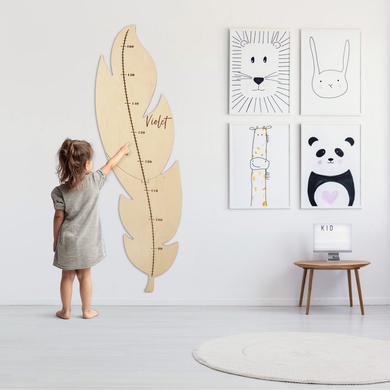 Nursery Wall Growth Meter, Feather-Themed Height Chart for Kids